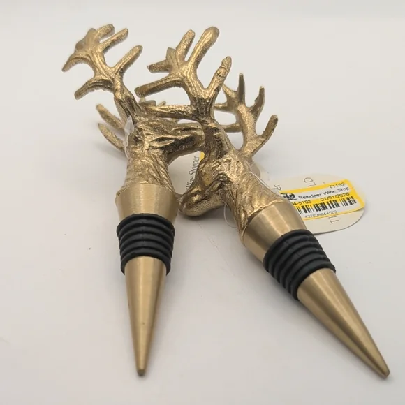 Gold Reindeer Wine Stoppers - Picture 4 of 5